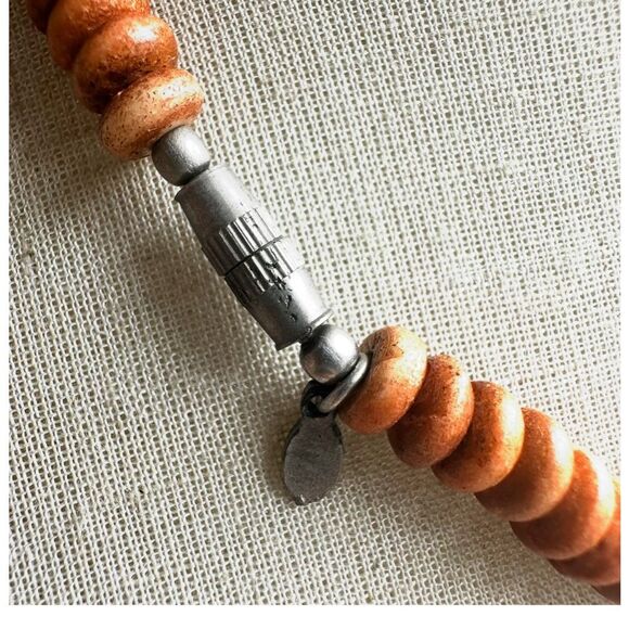 Vintage Indian Wooden Bead Necklace Artisan Boho Choker - Picture 5 of 8